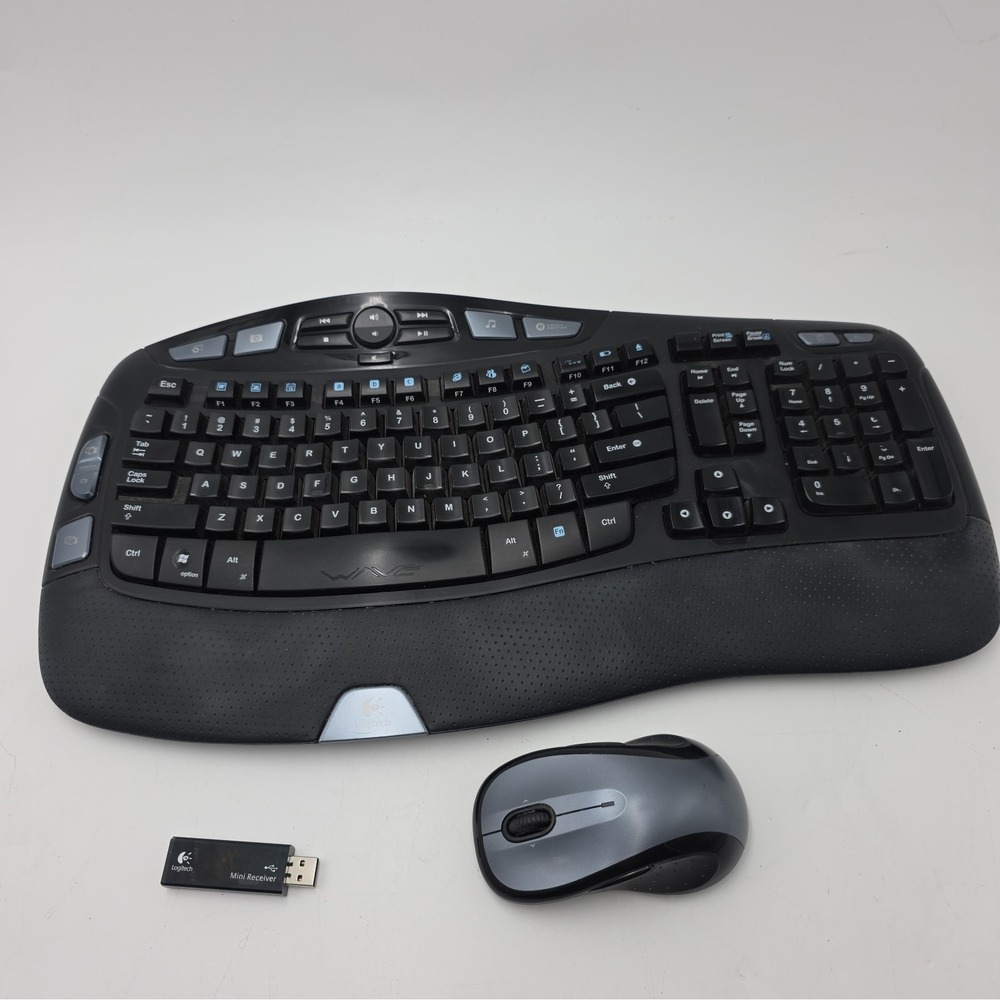 Logitech MK550 Comfort Wave Wireless Keyboard,Mouse,& Mini Receiver No Dongle